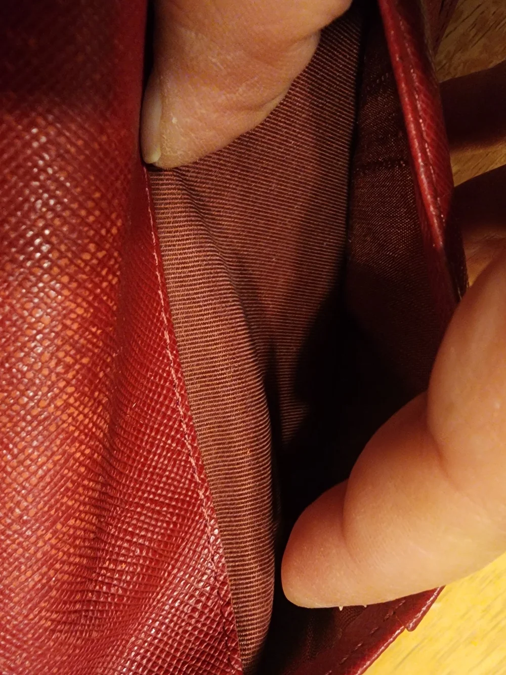 Burberry red embossed